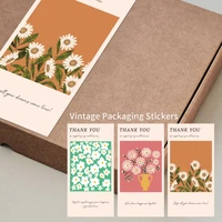 50pcs ins cute flower vase artistic sealing sticker thank you gift box packing bag decorative stickers rectangular labels