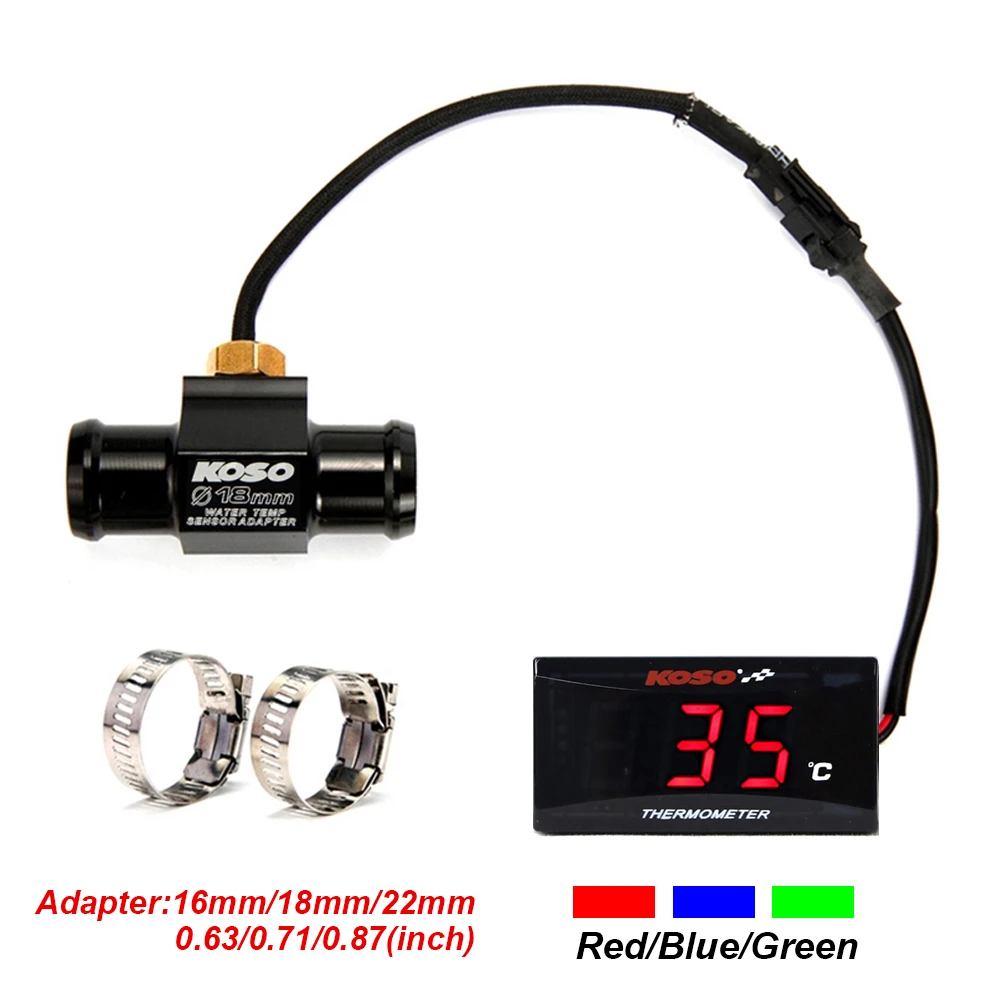 Motorcycle KOSO Water Temperature Gauge Mini Meter Thermometer Moto Universal for XMAX300 CB400 MT 07 09 Sensor Scooter Racing