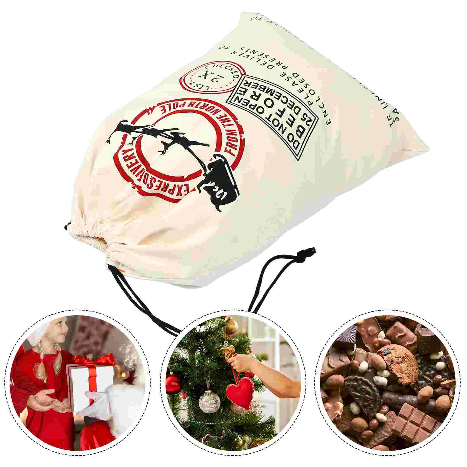 

Santa Gift Christmas Claus Backpack Drawstring Present Party Holiday Sack Suppliescandy Pouch Favor