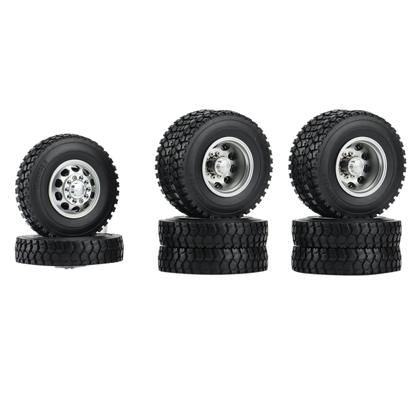 

Metal Front & Rear Wheel Rims Hub with 22mm Rubber Tires for 1/14 Tamiya Semi SCANIA RC Trailer Tractor Truck Car Parts