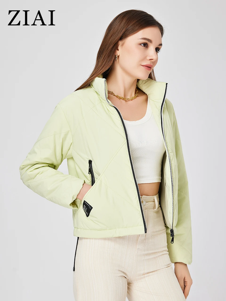 ZIAI 2023 Demi-season jacket for women Short Hooded removable Zip Casual Thin Cotton coat fashion Women's spring jacket ZM-20381