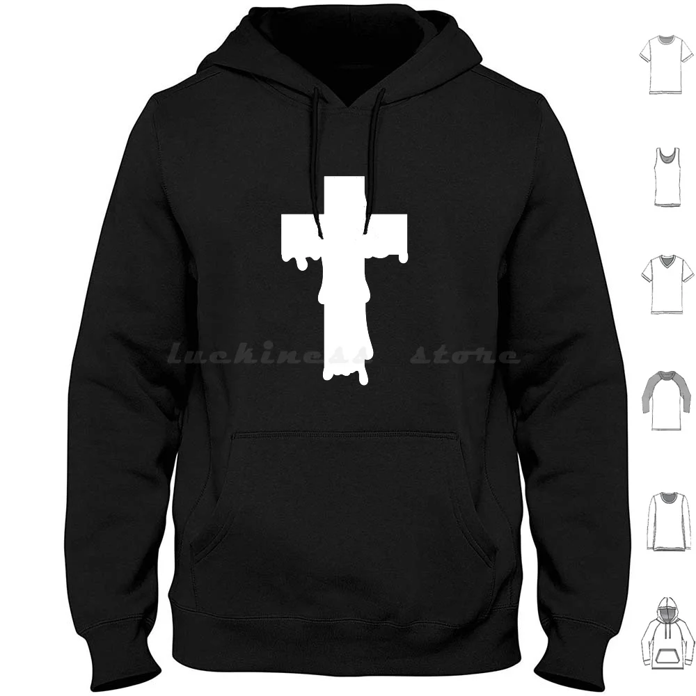 Белые толстовки с длинным рукавом готический крест пастельный Готический стиль