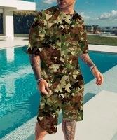 camouflage short sleeved t shirt suit geely suit wild cosplay short sleeved t shirt shorts 2 piece sportswear oversized clothes