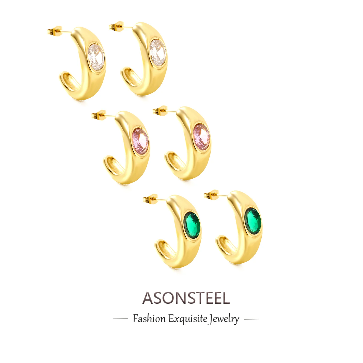 ASONSTEEL новый дизайн нержавеющая сталь белый розовый зеленый цвет серьги с