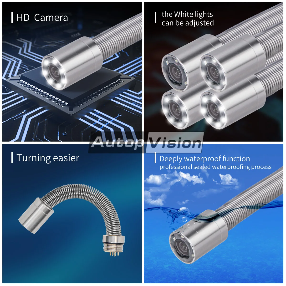 Портативный эндоскоп с емкостью 8500 мАч Стандартная карта 16 ГБ видеорегистратор