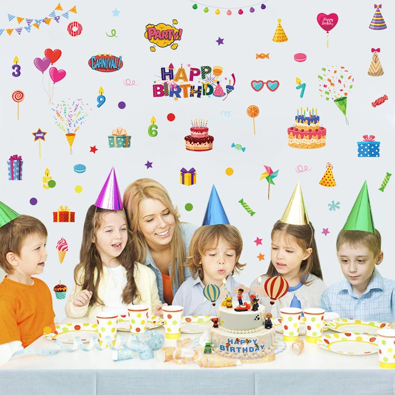 Декоративные наклейки из ПВХ на день рождения самоклеящиеся детские стену