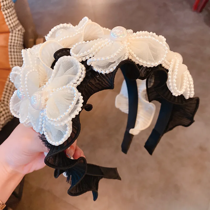 

Mermaid Ji Pearl Flower Mesh Hair Band, Japanese And Korean Style, Small, Fresh Sweet Headband, Fashionable Design Sense