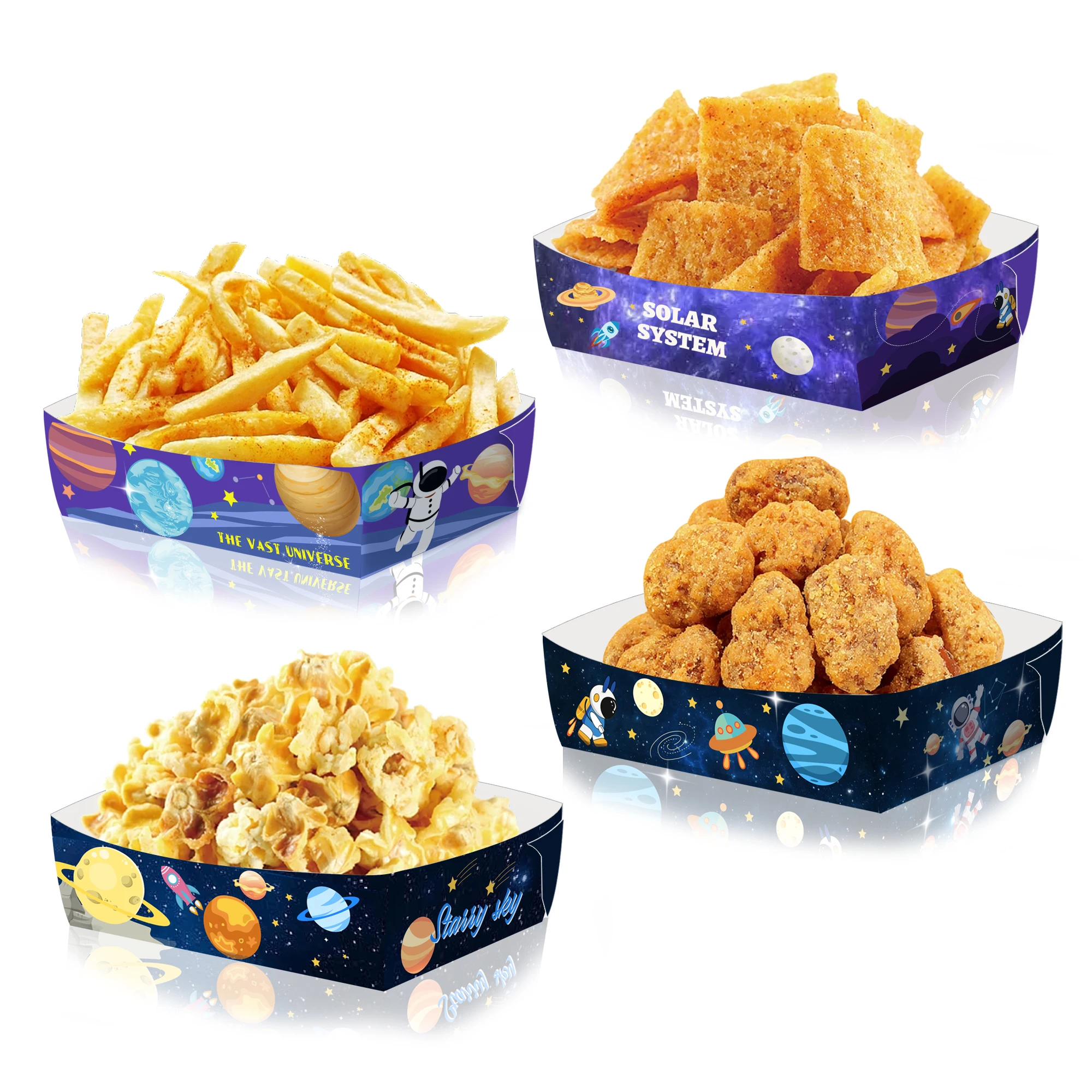 

Бумажные лотки для еды "Космическое пространство", 6/12/24 шт.