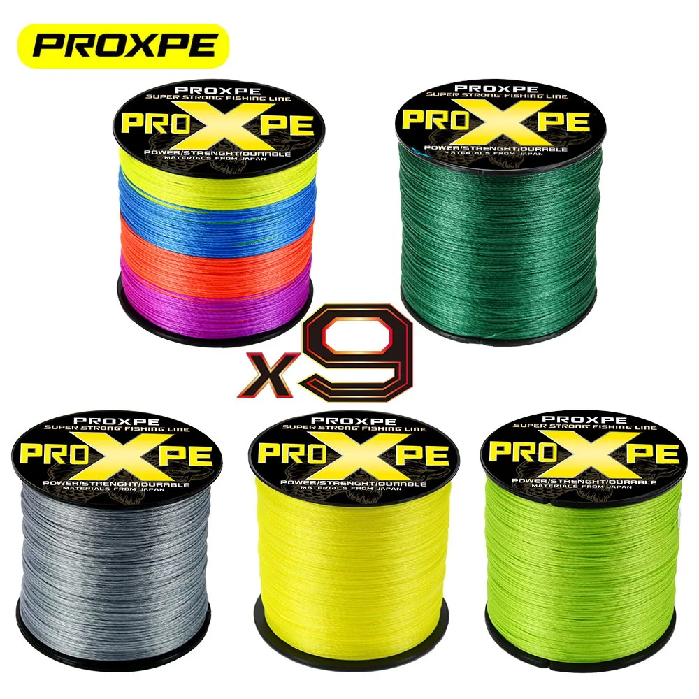 

PROXPE 9 Strands Braided 300/500/1000/100M PE Fishing Line 22-100LB Leader Line Fly Carp Wire Super Strong Accessorie