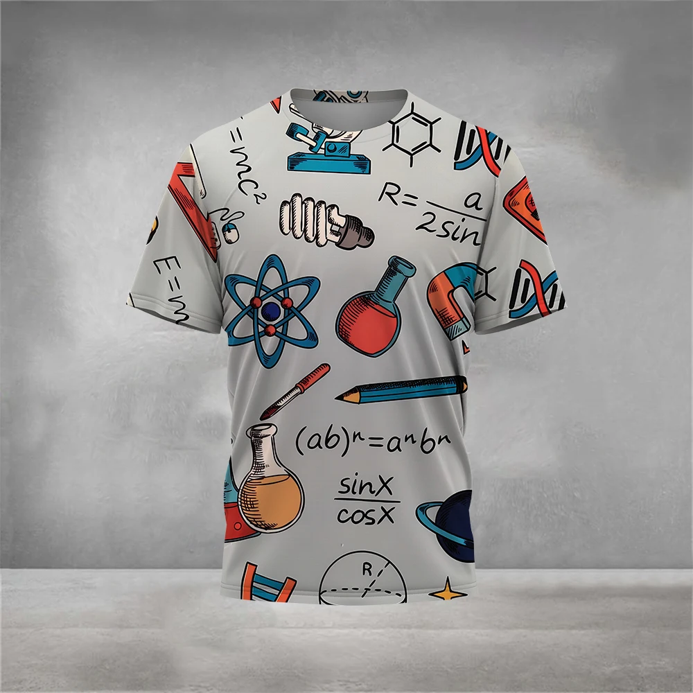 

New Summer Men Retro Literary Digital Pattern Printing Casual Trend Men's Y2K Shirt Short-Sleeved Breathable Fresh T-Shirt