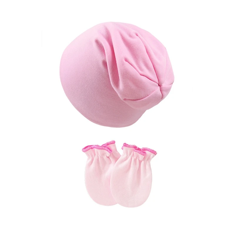 

Baby Anti Scratching Cotton Gloves+Warm Slouchy Skullcap Hat Mittens Beanies Cap