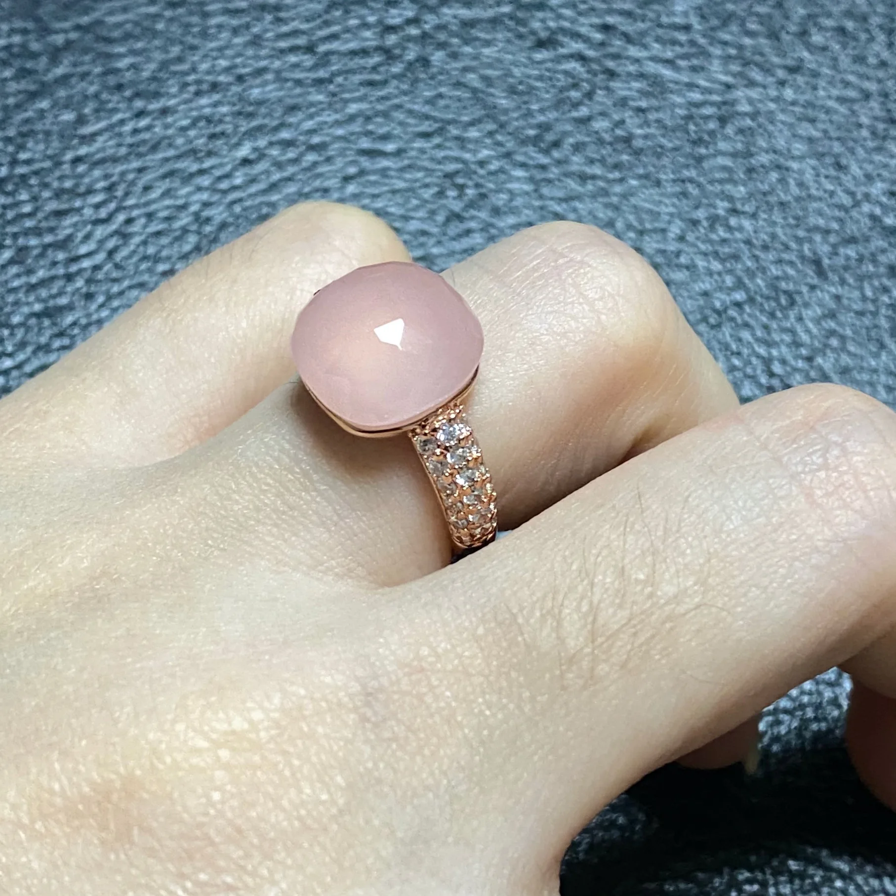 12.6x6mm Nudo Ring Candy Style Ring Zircon Flat Natural Pink Crystal Ring For Women Wedding Party Fashion Jewelry Gift