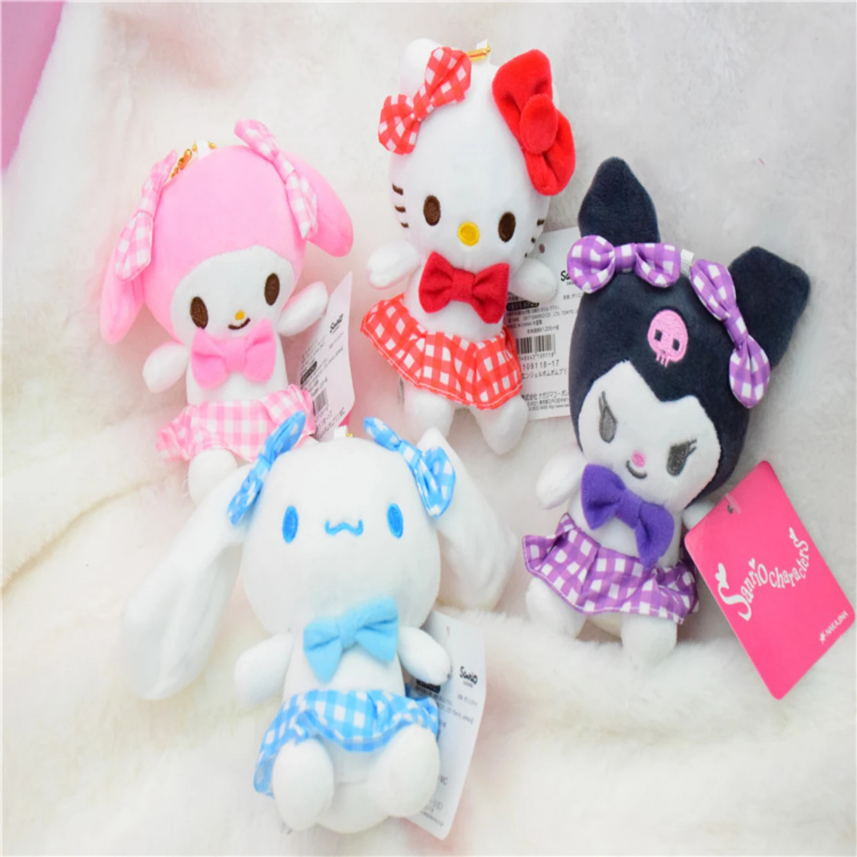 

Anime Sanrio Kuromi Melody Plaid Hello Kitty Plush Doll Bag Cartoon Pendant