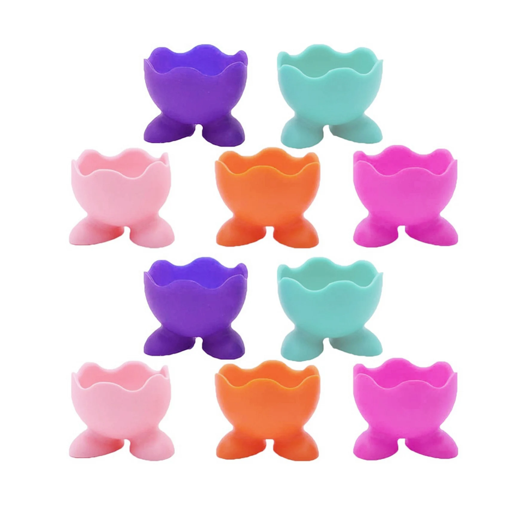 

10PCS Silicone Egg Holders Single Serving Cup Egg Cute and Colorful Design for Microwave or Stovetop Egg Cooking