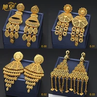 xuhuang dubai 4 pair earrings big square shape tassels african plated gold long earrings wedding pendant jewelry gift wholesale