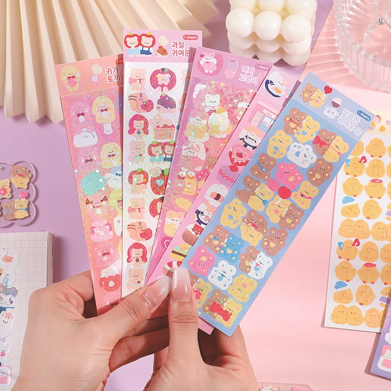 

Kawaii Stickers Laser Decorative Cartoon Stickers For Photos Frame Scrapbook Journal Notebook Scrapbooking Supplies Stickers