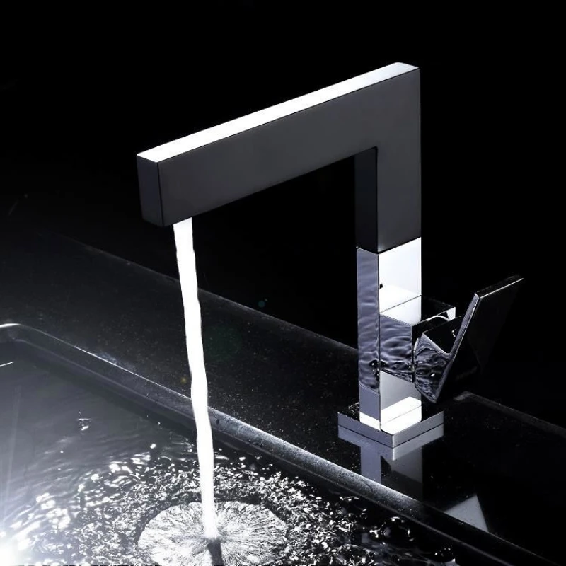 

black chrome faucet brass single hole single handle square basin mixer bathroom basin faucet shower faucet bathroom