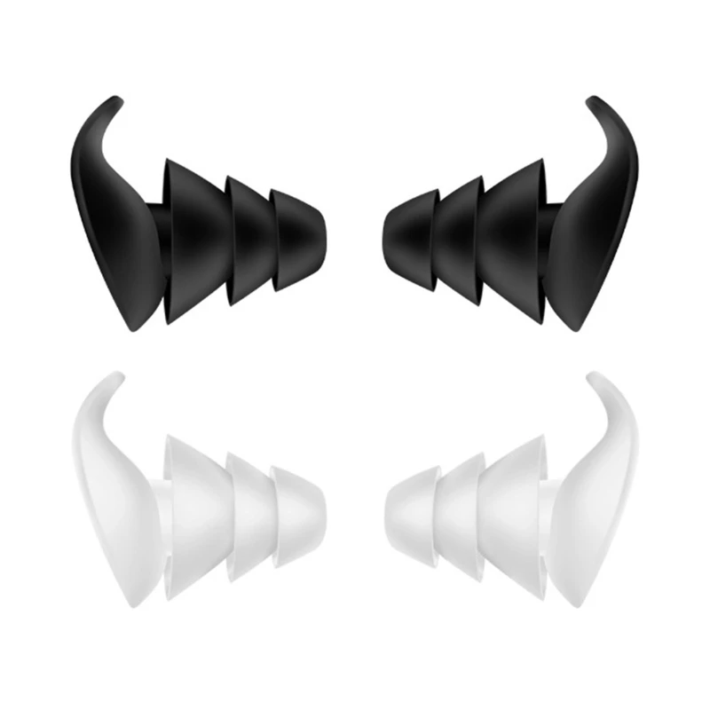 

41QA 1Pair 3 Layer Soft Silicone Ear Plugs Tapered Noise Reduction Earplugs Sound Insulation Ear Protector