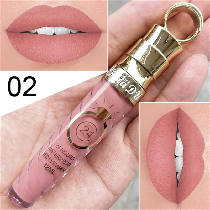 

New!!Make Up Lips Matte Liquid Lipstick Waterproof Long Lasting Sexy Pigment Nude Glitter Style Lip Gloss Beauty Red Lip Tint