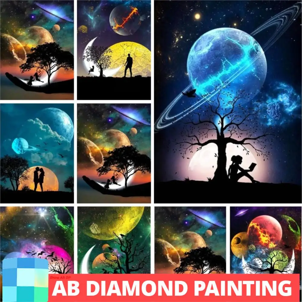 

5D AB Northern Lights Diamond Painting Cross Stitch Kit Embroidery Landscape Galaxy Planets Night Lovers Picture Home Decor Art