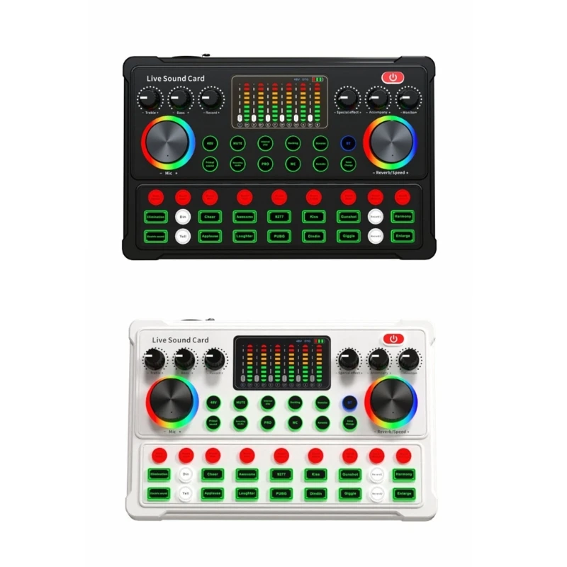 

QX2B M3 Mini звуковая карта, звуковой Миксер для прямой трансляции, потокового вещания, голосовой преобразователь 48 В