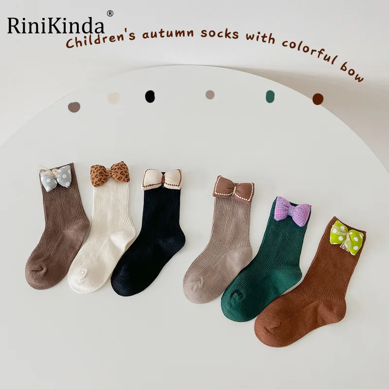 

RiniKinda 2022 Autumn Girls Baby Socks Bowknot Socks Baby Princess Socks Infants Socks Newborn Thin Cotton Socks