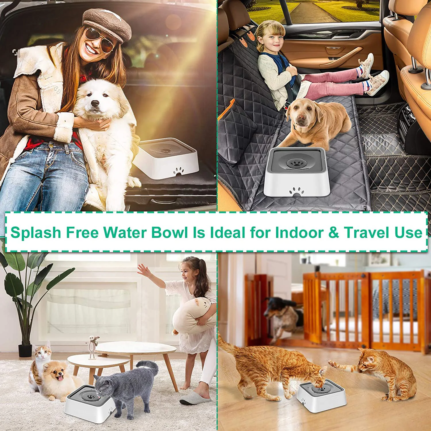 

2021 питьевая вода для собак Bowl 2L, плавающая миска для кошек с несмачивающимся горлышком, без разлива питьевой воды, диспенсер ABS пластиковая с...
