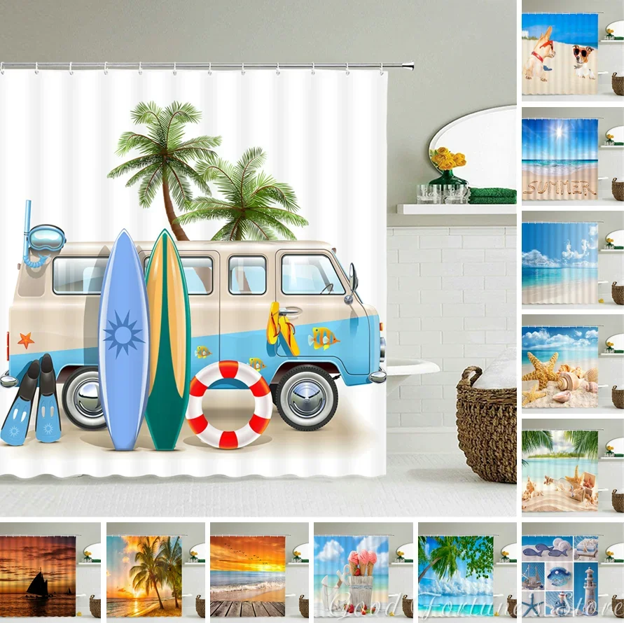 Автобус пляжный пейзаж средиземноморское мороженое морская звезда