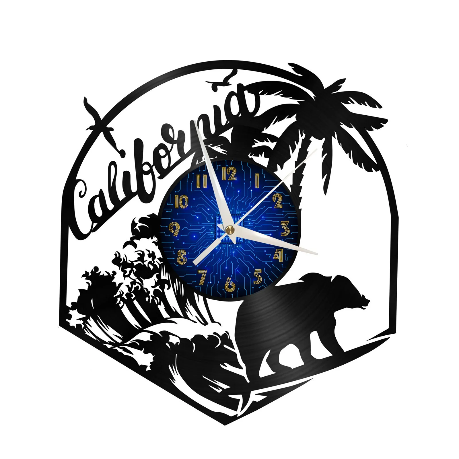 

California Vinyl Record Wall Clock for Kitchen Wall Decor Wall Art