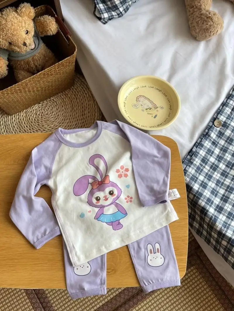 Комплект детской пижамы с длинными рукавами из лайкры и