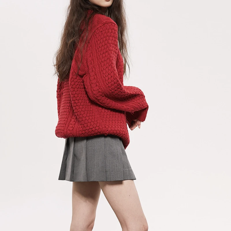 Рождественские свитера Vintaeg вязаный красный свитер Осень-зима 2024 Теплые