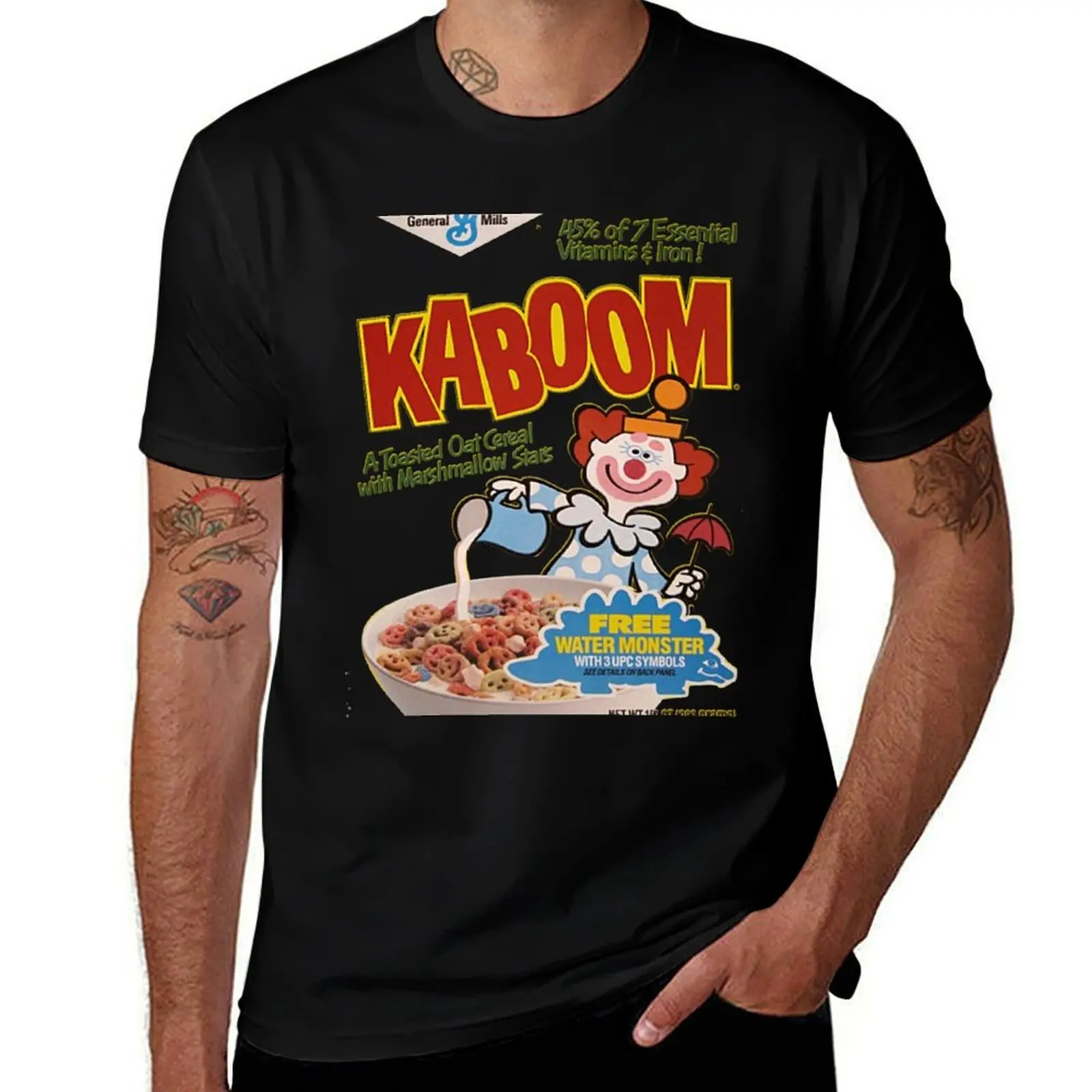 Фото Футболка Kaboom Cereal, мужская футболка с рисунком, мужская футболка из хлопка, футболка высокого качества, мужская повседневная футболка №1