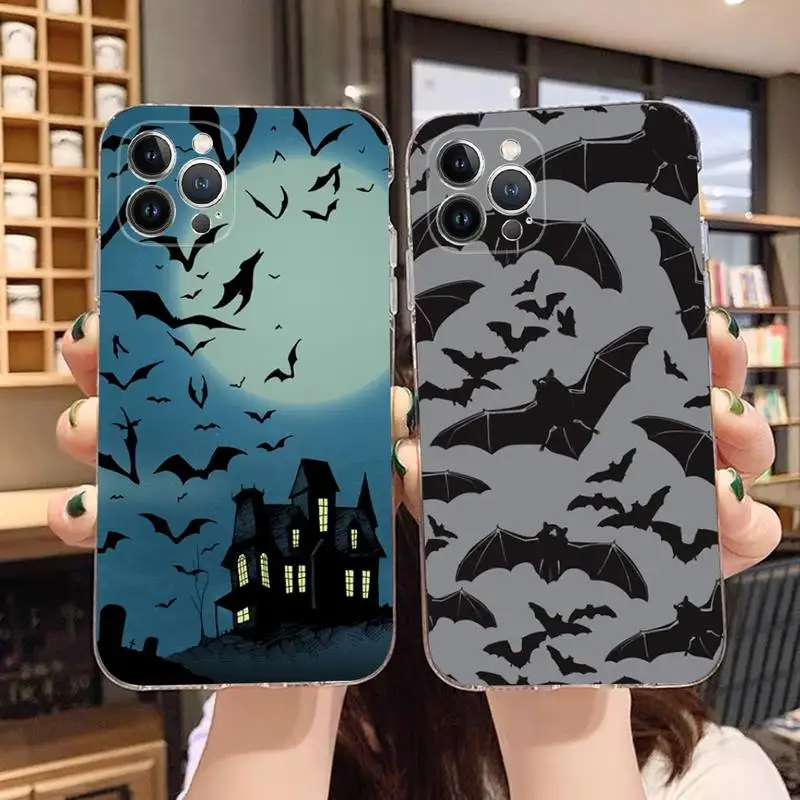 

Goth Vampire Bat Phone Case For iPhone 14 13 12 11 Pro Max XS X XR SE 2020 6 7 8 Plus Mini Transparent Shell