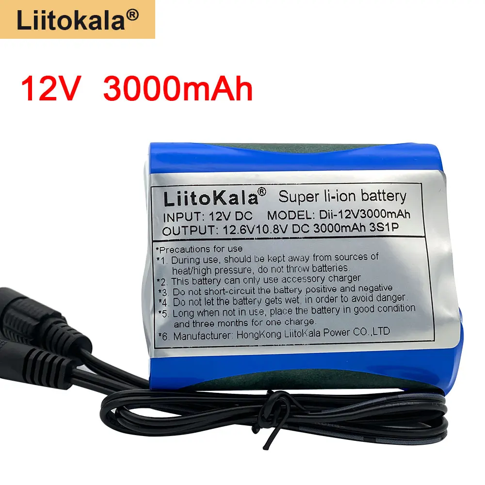 

Liitokala 12V 3000mAh battery pack 18650 Li-ion Rechargeable lithium batteries for CCTV camera 3A Batteries