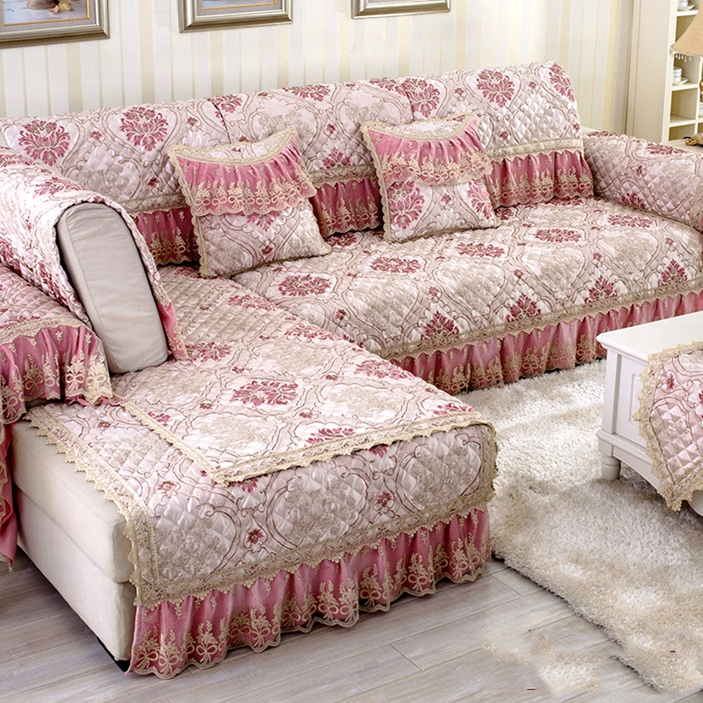 

Роскошные диванные подушки для гостиной, 1 шт., чехлы из розовой ткани и льна, современные комбинированные полноразмерные Нескользящие Чехлы для дивана
