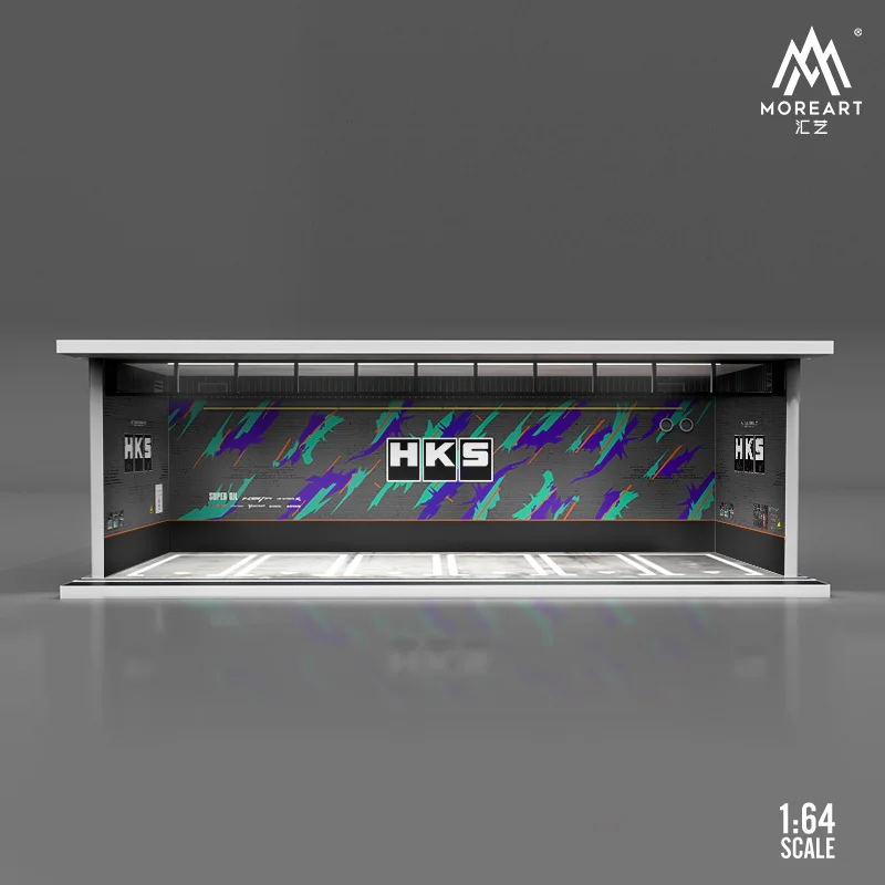 MoreArt&ampTimeMicro 1:64 HKS Advan Shell Parking Garage Собранная сцена Диорама со светом
