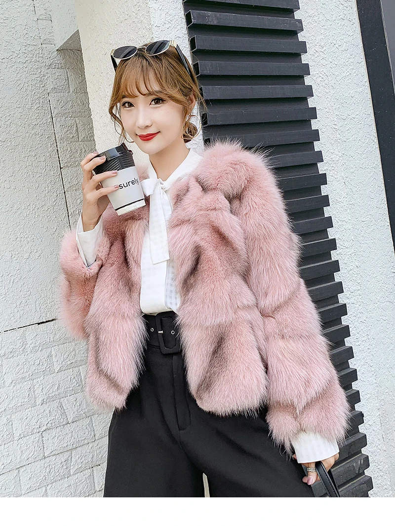 Enlarge 2022 Winter Jacket Real Fur Coat Women Natural Fox Fur New Fashion O-neck Outerwear Thick Warm Nine Quarter Sleeve