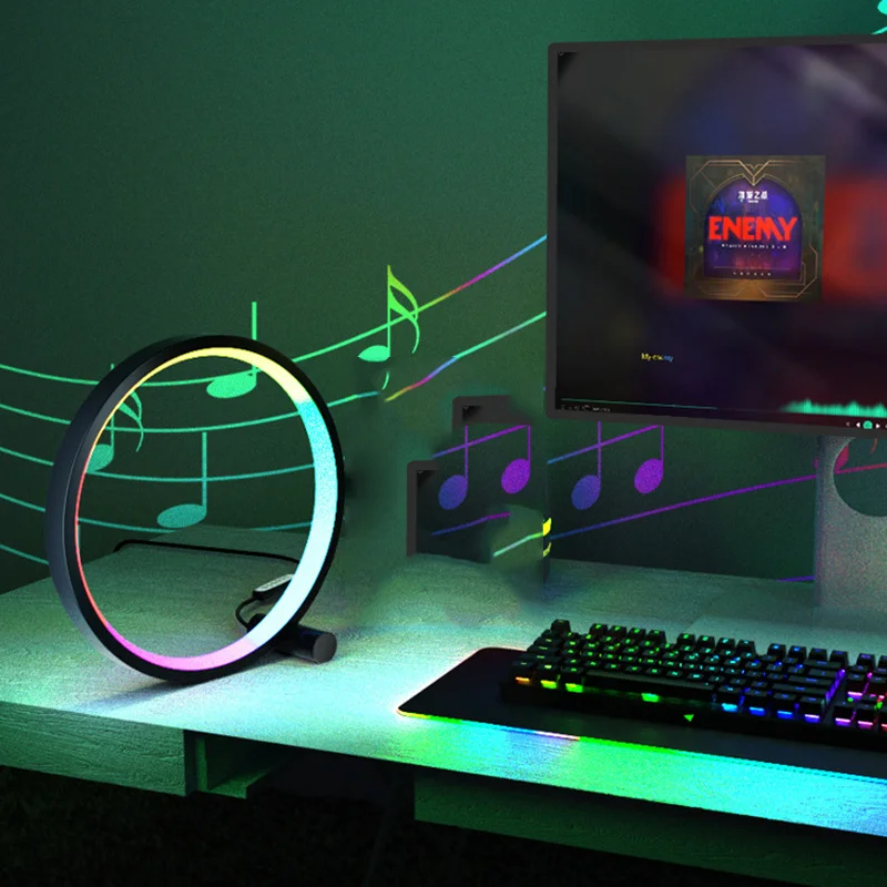 

Smart LED Night Light RGB Round Table Lamp Bluetooth APP Control Computer Desk Bedroom Bedside Decorative Atmosphere Light