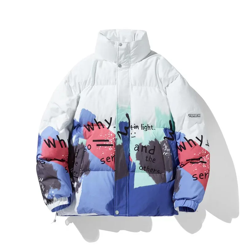 Couple Clothes Mens Fashion Printed Versatile Stand Collar Casual Cotton Jackets Youth Outdoor Sports Winter Warm Jacket Men