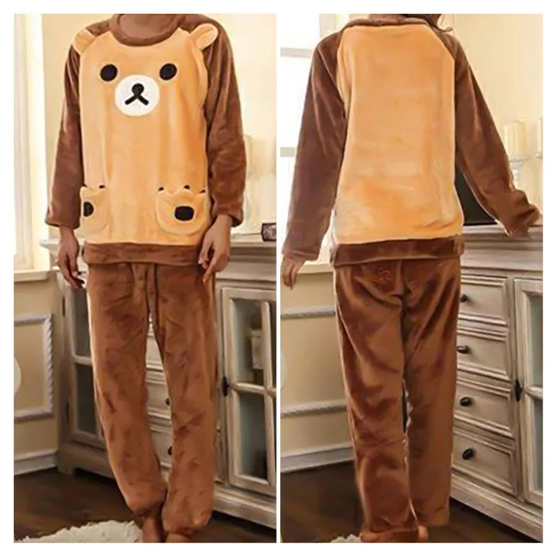 2022 Winter Flannel Pajama Sets Warm Cartoon Home Suit For Men Coral Velvet Sleepwear Suit Pyjamas Lounge Homewear Home Clothes