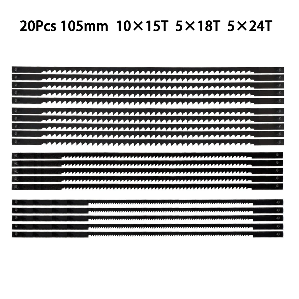 

20Pcs 105mm 15/18/24TPI Scroll Saw Blades Pin End Hand Saw Blade High Carbon Steel For MS20 MS20-01 2 In 1 Hand Tool Saws