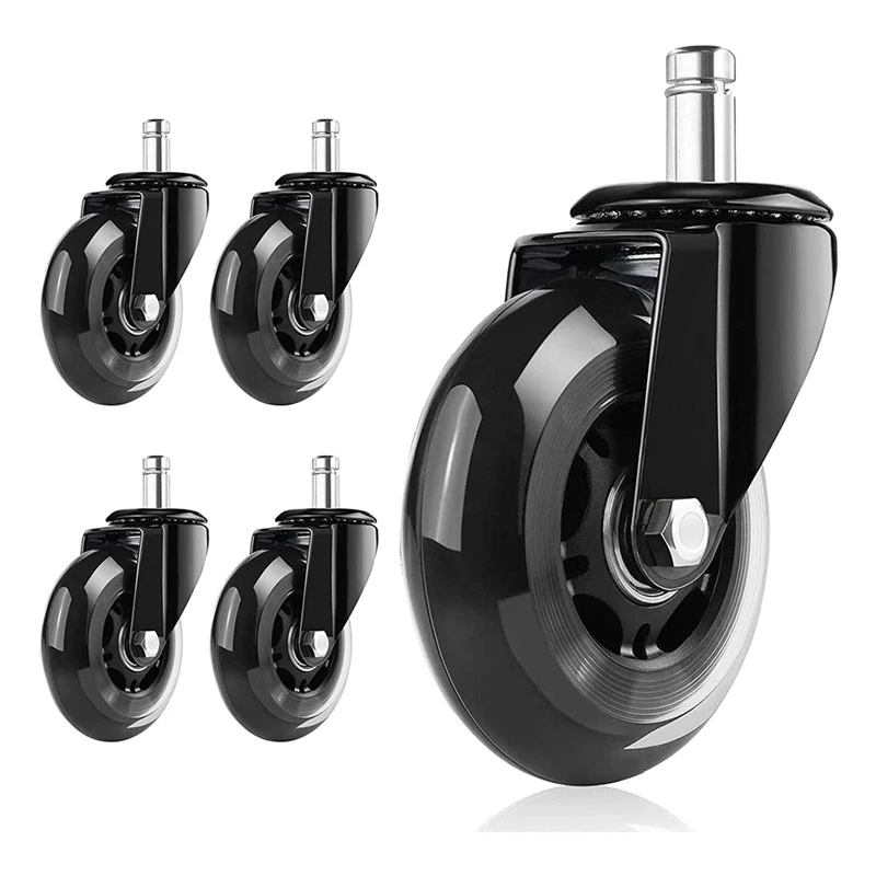 

BMDT-5Pcs Office Chair Casters, Suitable For All Flooring - Replacement Castors For Hard Floor Universal Swivel Wheels