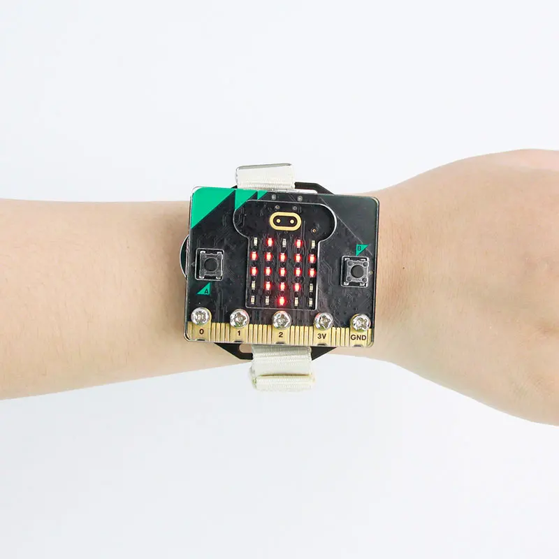 

Educational Microbit Wearable Watch Handle Kit Microbit Extension Board with RGB Lamp Light sensor Motor for Programming project