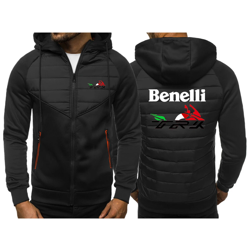 

2023 Benelli TRK 502X Men's New Winter Hoodie Jacket Fashion Casual Long Sleeve Zipper Pocket Hooded Coat Man Outerwear Clothes
