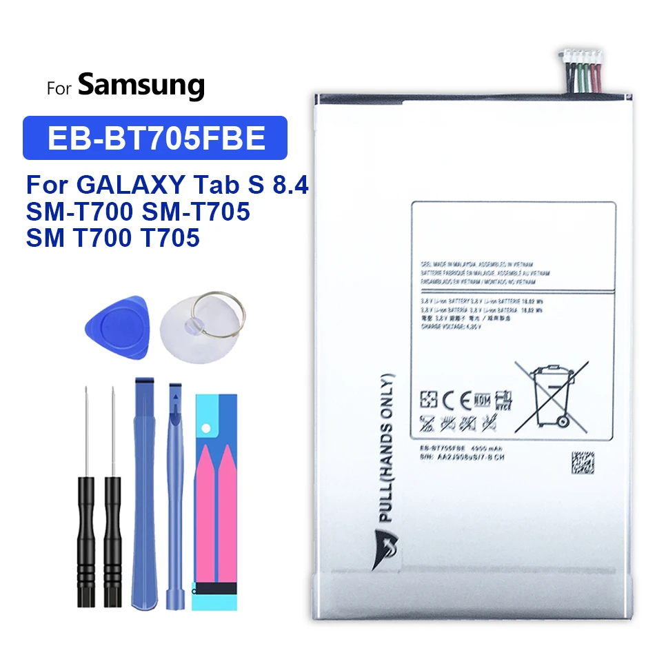

Replacement Battery EB-BT705FBC EB-BT705FBE For Samsung GALAXY Tab S 8.4 SM T700 T705 Tablet Battery 4900mAh +Free Tool+Track NO