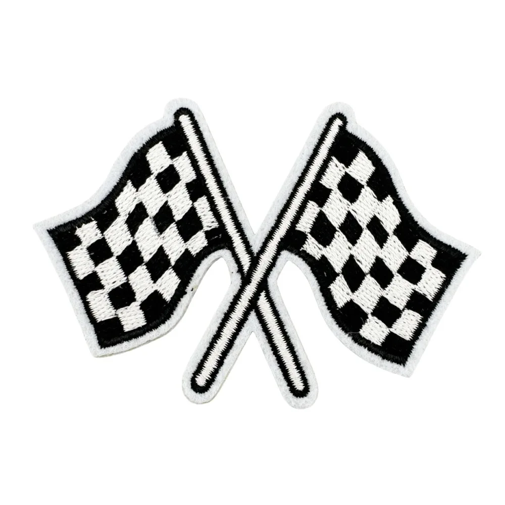 Железные нашивки с принтом черно-белая клетчатая ткань украшение цветной