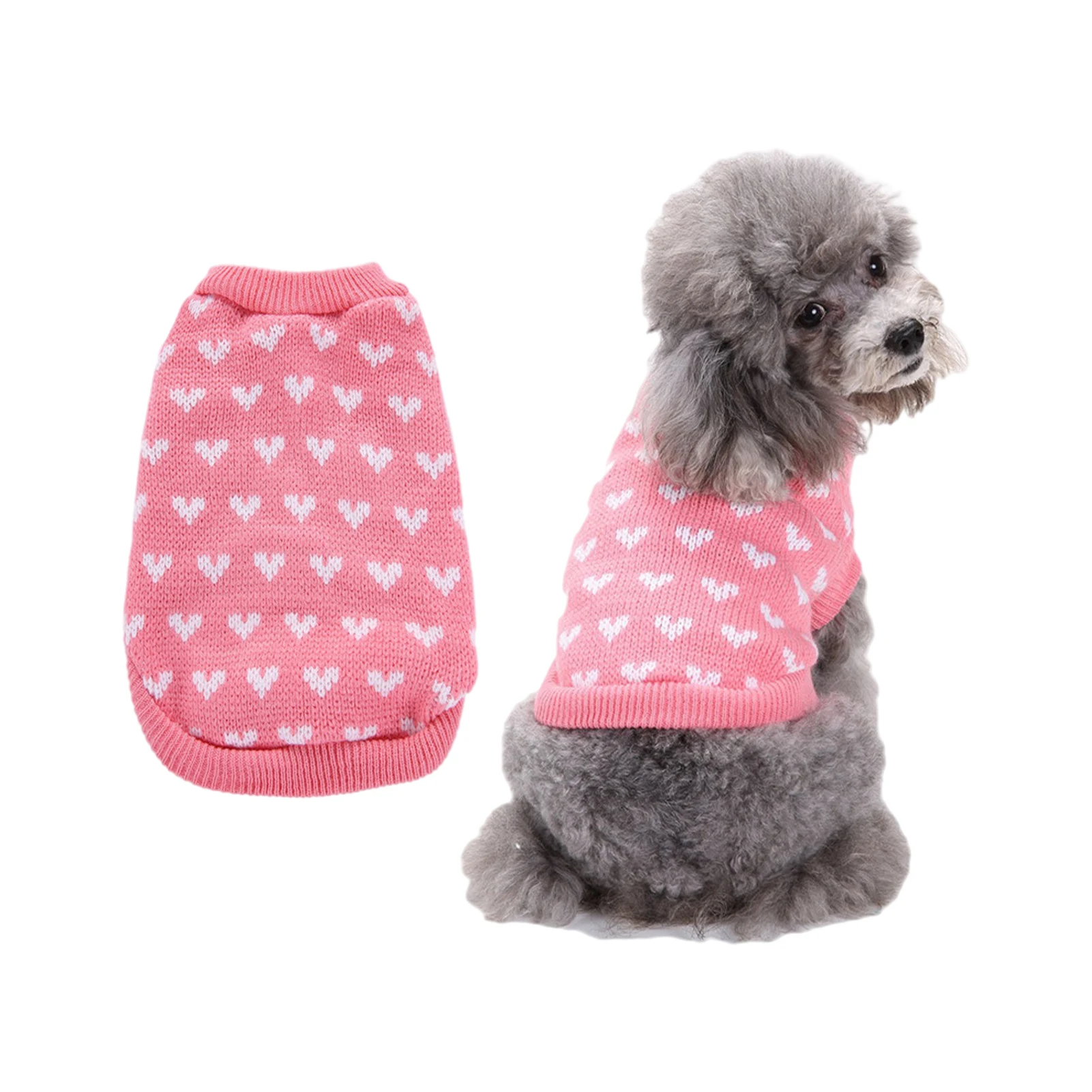 

Dog Cat Sweater Knitted Pet Cat Puppy Clothes Spring and Autumn Round Neck Slim Pet Sweater Costume for Small Dogs Cats Vest