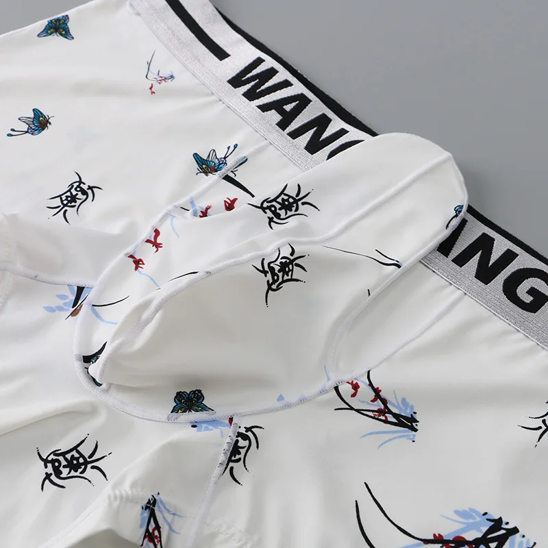 Мужские трусы с принтом слона мужские шорты-боксеры из ледяного шелка