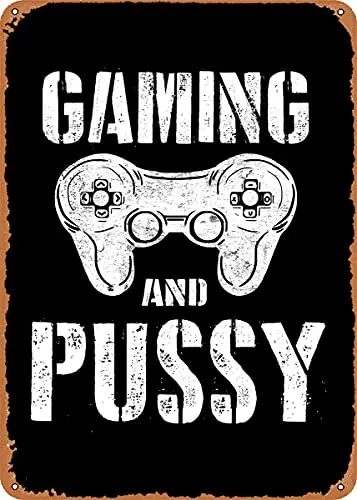 

Gaming and Pussy Gamepad Vintage Look Metal Sign Patent Art Prints Retro Gift 8x12 Inch