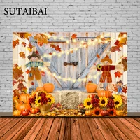 Fall Thanksgiving Photography Backdrop Autumn Pumpkin Harvest Barn Background Maple Baby Shower Banner Decoration Birthday Party